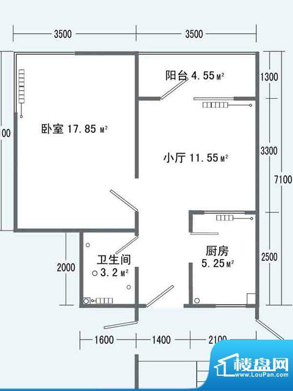 富东花园户型图多层标准层二居面积:87.00平米