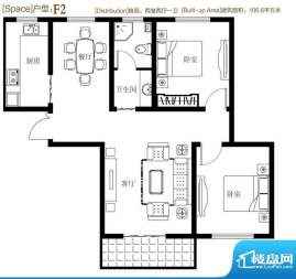 弘达明尚户型图f2 2室2厅1卫1厨面积:102.00平米