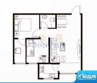 百盛郁金香户型图B户型 2室2厅面积:73.49平米