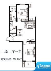 上上东户型图C1户型 2室2厅1卫