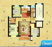 壹度恒园户型图E户型 3室2厅2卫面积:124.92平米