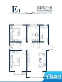 高新香江岸户型图E-1户型 3室2面积:110.80平米