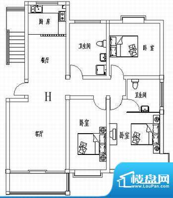 奥润仁和梅苑户型图标准层H户型面积:112.00平米