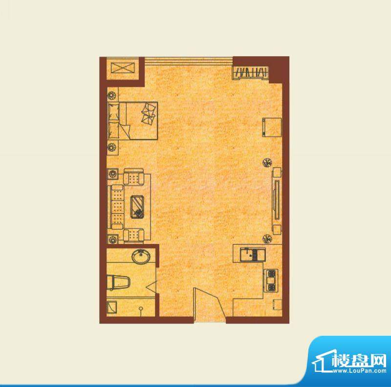 橙悦城户型图公寓E户型 1室1厅面积:43.33平米