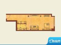 橙悦城户型图公寓I户型 1室1厅面积:51.85平米