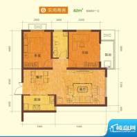 橙悦城户型图G户型 2室2厅1卫1面积:82.00平米