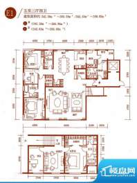 中央悦城户型图3、4#楼E1户型 面积:342.58平米