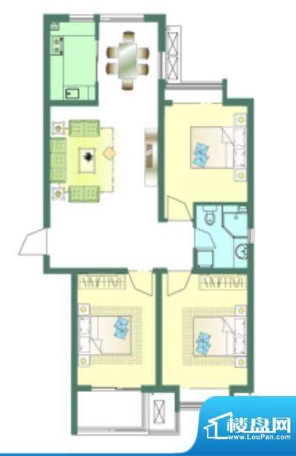 良城逸园户型图4 3室2厅1卫1厨面积:114.42平米