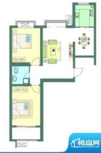 良城逸园户型图3 2室2厅1卫1厨面积:99.89平米