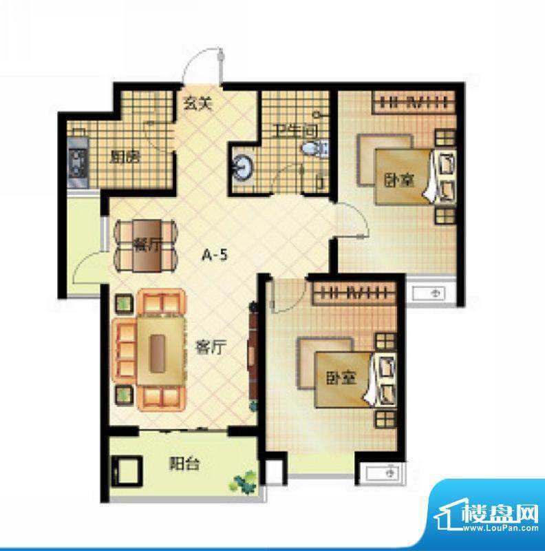 壹江城户型图7号楼户型05 2室2面积:93.50平米