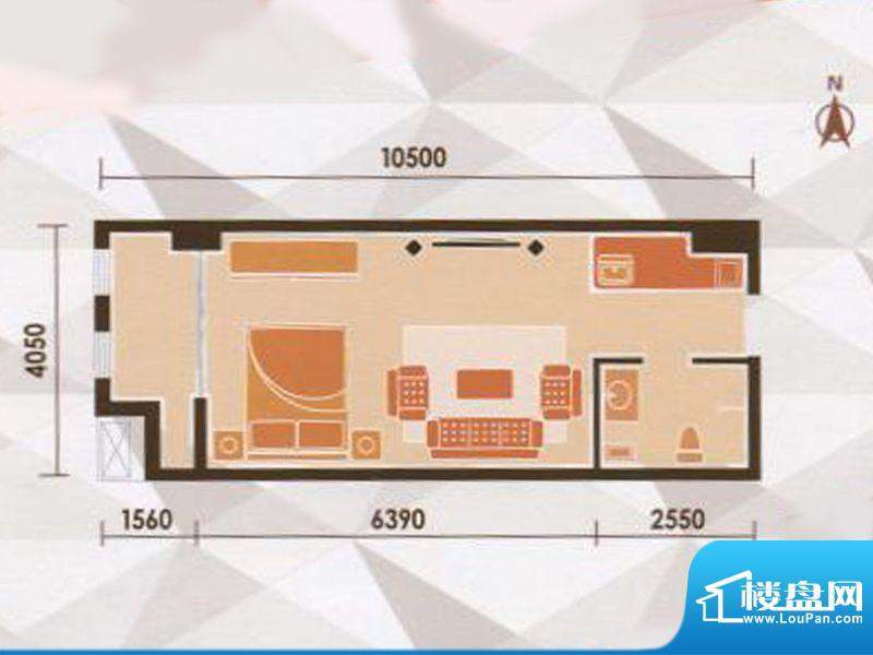 乐橙商务广场户型图A户型 1室1面积:51.64平米