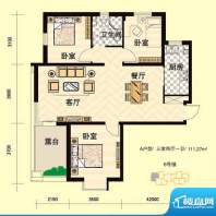 安联青年城户型图一期 6# A户型面积:111.27平米