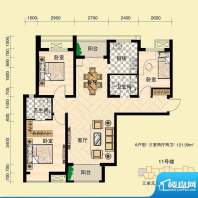 安联青年城户型图二期 11# A户面积:121.99平米