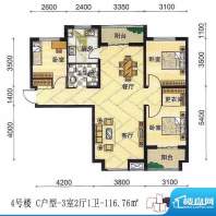 安联青年城户型图一期 4号楼 C面积:116.76平米