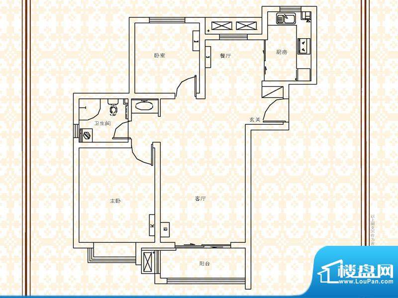 提香海岸户型图户型A 2室2厅1卫面积:89.00平米
