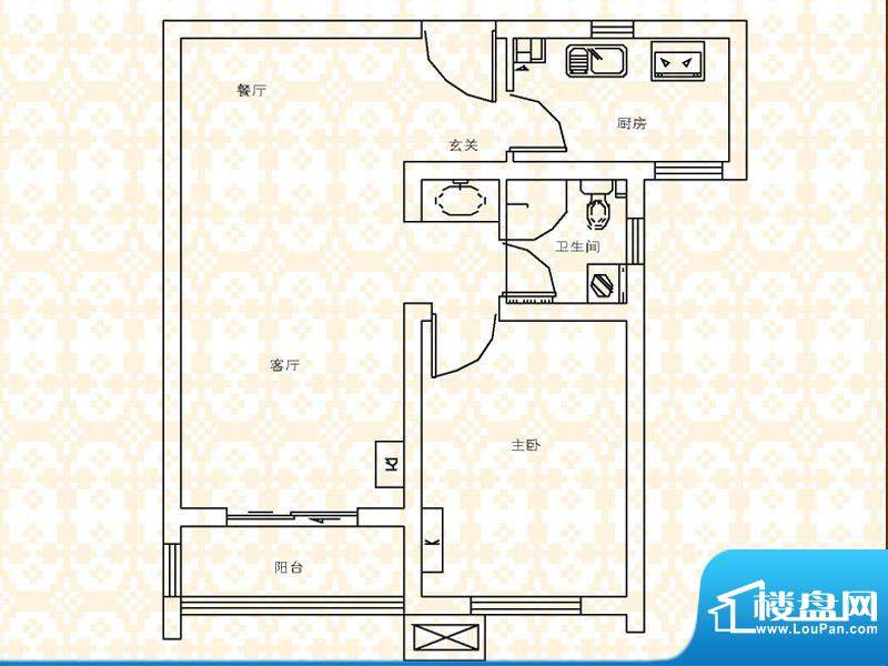 提香海岸户型图户型B 1室1厅1卫面积:58.00平米