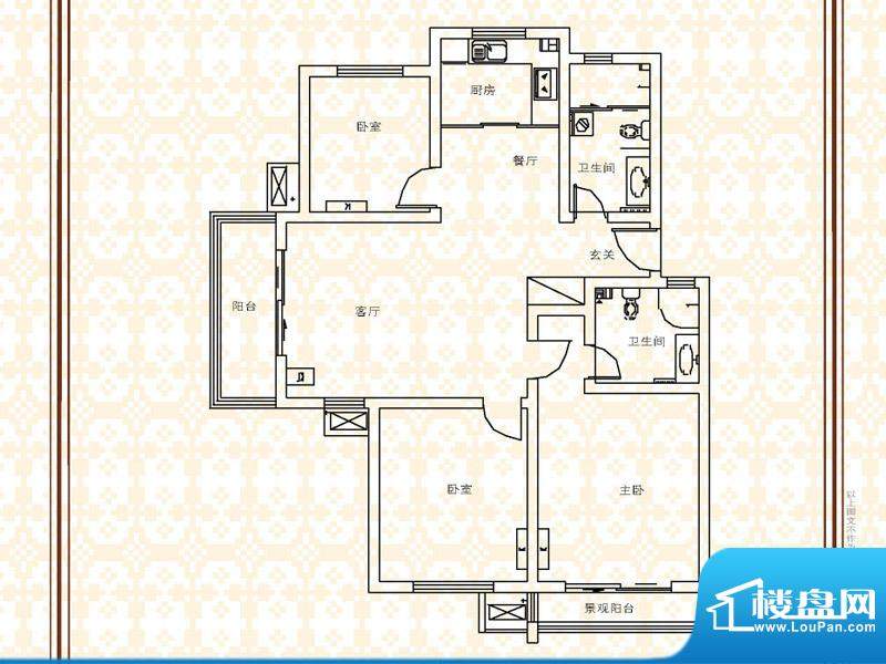 提香海岸户型图户型D 3室2厅2卫面积:122.00平米