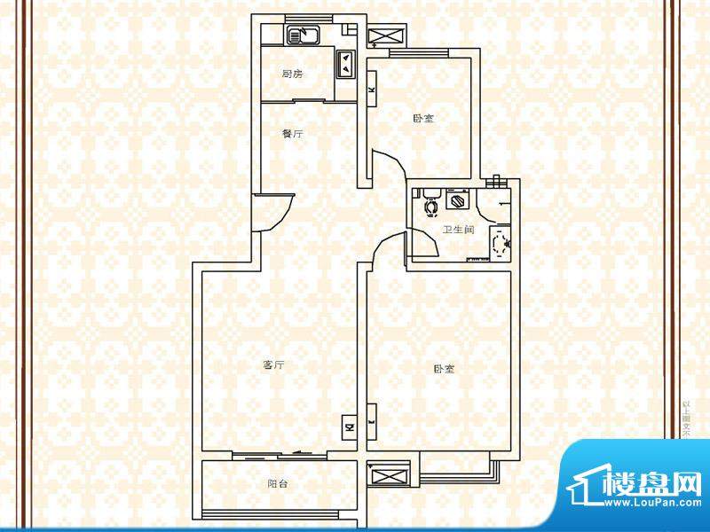 提香海岸户型图户型E 2室2厅1卫面积:90.00平米