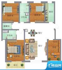 苏园户型图E户型 3室2厅2卫1厨面积:168.23平米