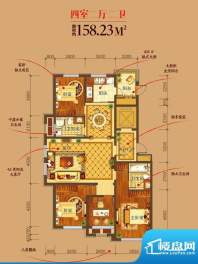 青鸟中山华府户型图I户型图 4室面积:158.23平米