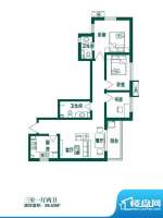 时光园户型图T-1 3室1厅2卫1厨面积:98.63平米