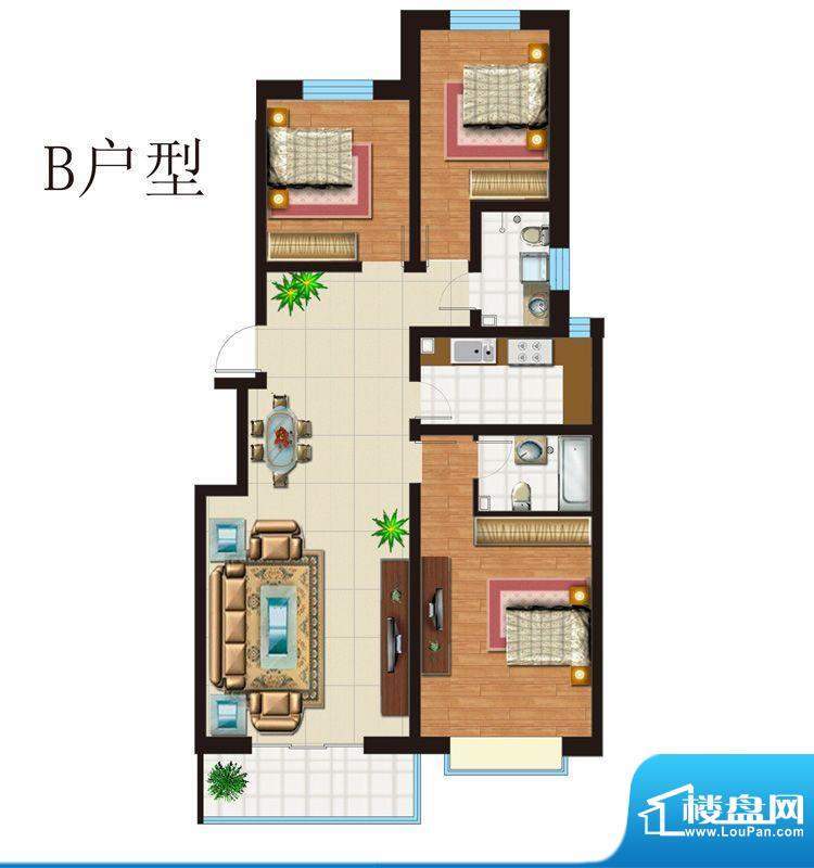 富沁园户型图B户型 3室2厅2卫1面积:137.21平米