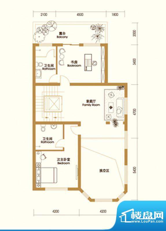 江南新城户型图B户型二层 3室6面积:418.00平米