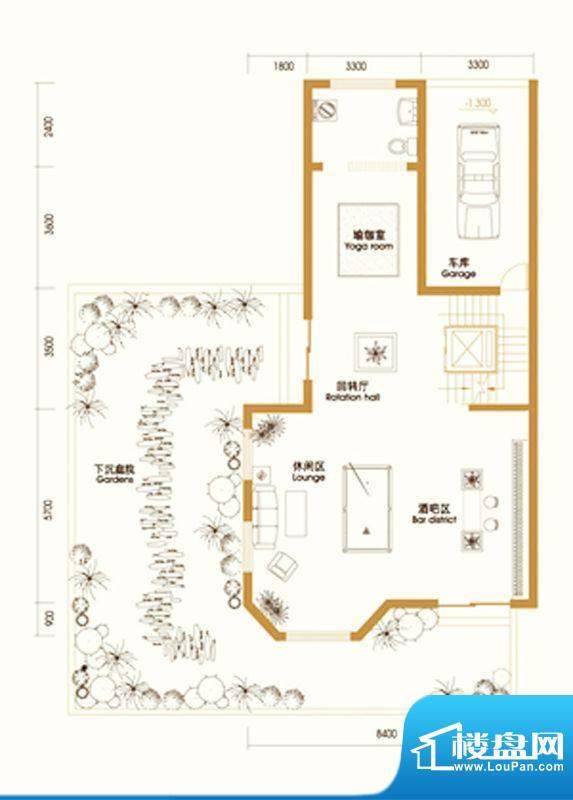 江南新城户型图A户型庭院 3室7面积:401.00平米