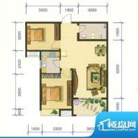 香缇树户型图3-B户型 2室2厅1卫面积:91.95平米