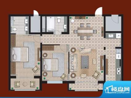 海信天玺户型图c户型 2室2厅2卫面积:141.00平米
