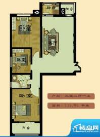 天阔一品户型图三居户型 3室2厅面积:119.95平米