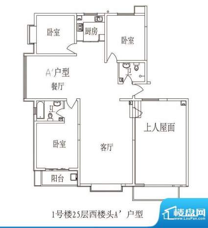 时尚公馆户型图1号楼25层西楼头面积:171.90平米