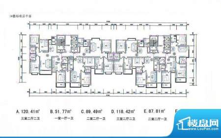 金筑香水岸户型图1号楼标准层户面积:120.41平米