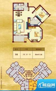 青岛印象金沙滩户型图2-b户型 面积:98.00平米