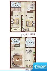 樱海园公寓户型图B复式户型 3室面积:134.28平米