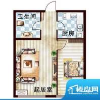 樱海园公寓户型图B平层户型 1室面积:67.14平米