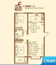 东方红户型图E4户型 2室2厅1卫面积:104.37平米