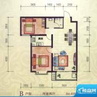 鑫龙湾户型图B户型 2室2厅1卫1面积:86.63平米