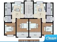 丽景园户型图a户型 2室2厅1卫1面积:83.91平米