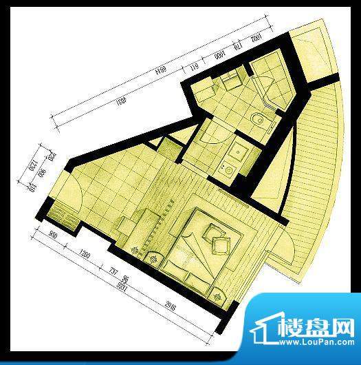 青岛维多利亚广场户型图公寓标面积:45.00平米