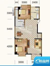 宜居山海域户型图标准层两居室面积:108.50平米