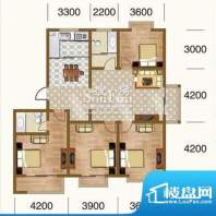 宜居山海域户型图标准层四居室面积:141.10平米