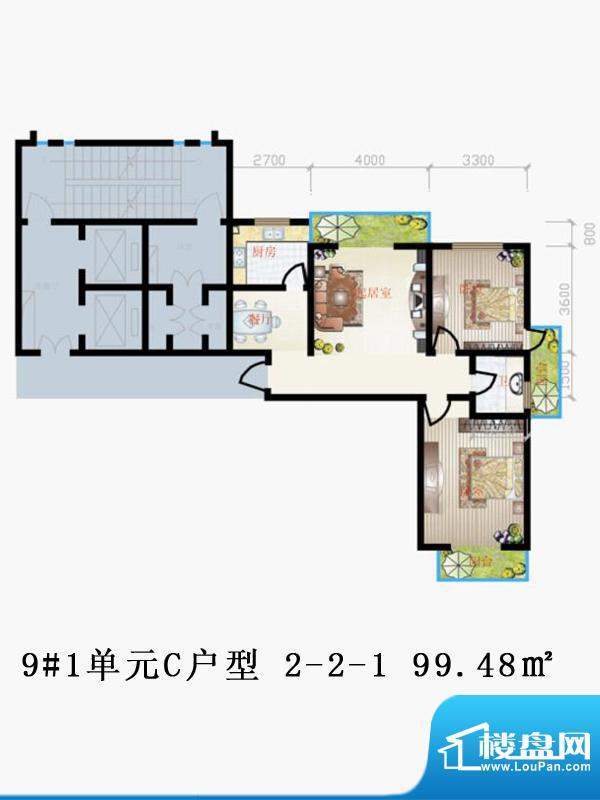 天润家园户型图9#1单元C户型 2面积:99.48平米