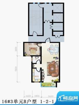 天润家园户型图16#3单元B户型 面积:71.68平米