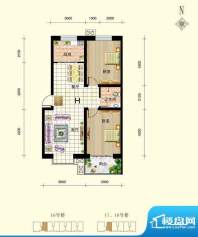 御景东城户型图单-H户型 2室2厅面积:88.31平米