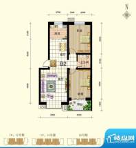 御景东城户型图单-B2户型 2室2面积:89.93平米