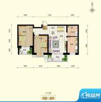 御景东城户型图单-D户型 2室2厅面积:93.87平米