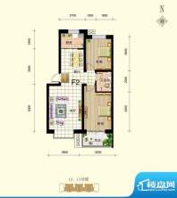 御景东城户型图单-F2户型 2室2面积:84.64平米