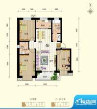 御景东城户型图单-G户型 3室2厅面积:114.06平米