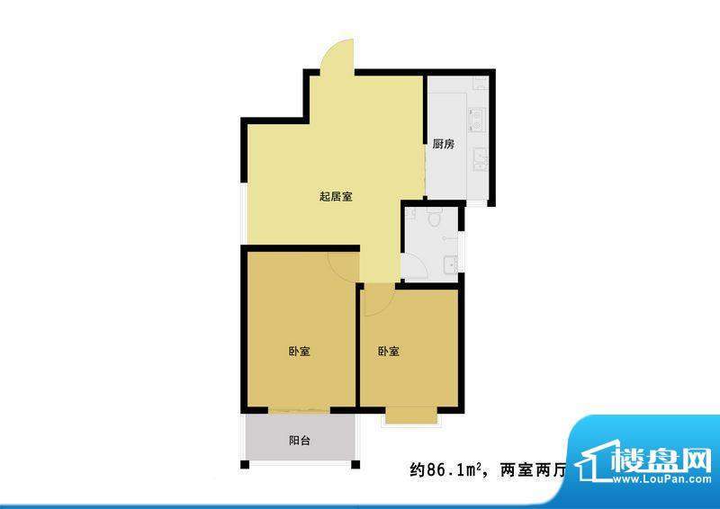 丰河苑二期户型图C1户型 2室2厅面积:90.00平米